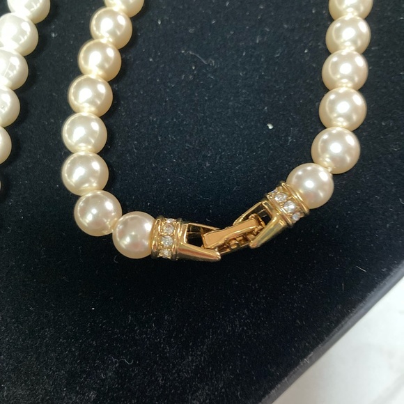 Faux Strand of Pearls with crystal detailed clasp. White OR Cream. - Picture 5 of 5